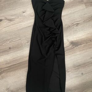 Fashion Nova Black Strapless Ruffle Dress